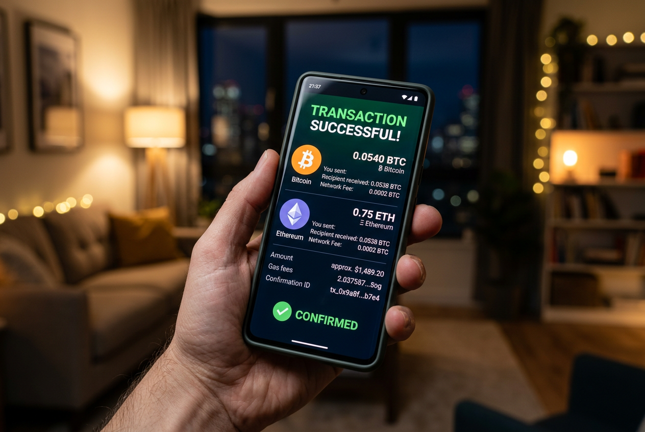 Bezpieczna płatność kryptowalutowa na smartfonie